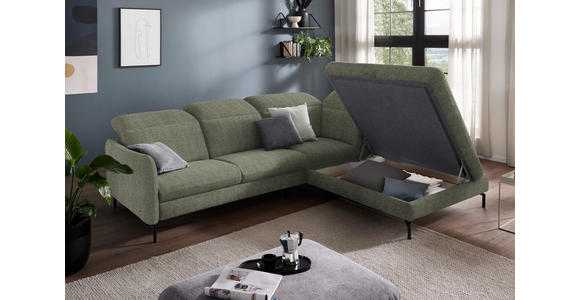 ECKSOFA in Flachgewebe Grün 299-313/233 cm - Schwarz/Grün, Design, Textil/Metall (299-313/233cm) - Dieter Knoll