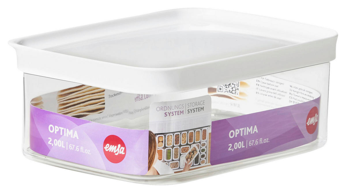 FRISCHHALTEDOSE 2 l  - Weiß, KONVENTIONELL, Kunststoff (22,5/16/9,1cm) - Emsa