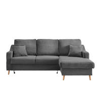 ECKSOFA in Cord Grau  - Naturfarben/Grau, Design, Holz/Textil (228/150cm) - P & B