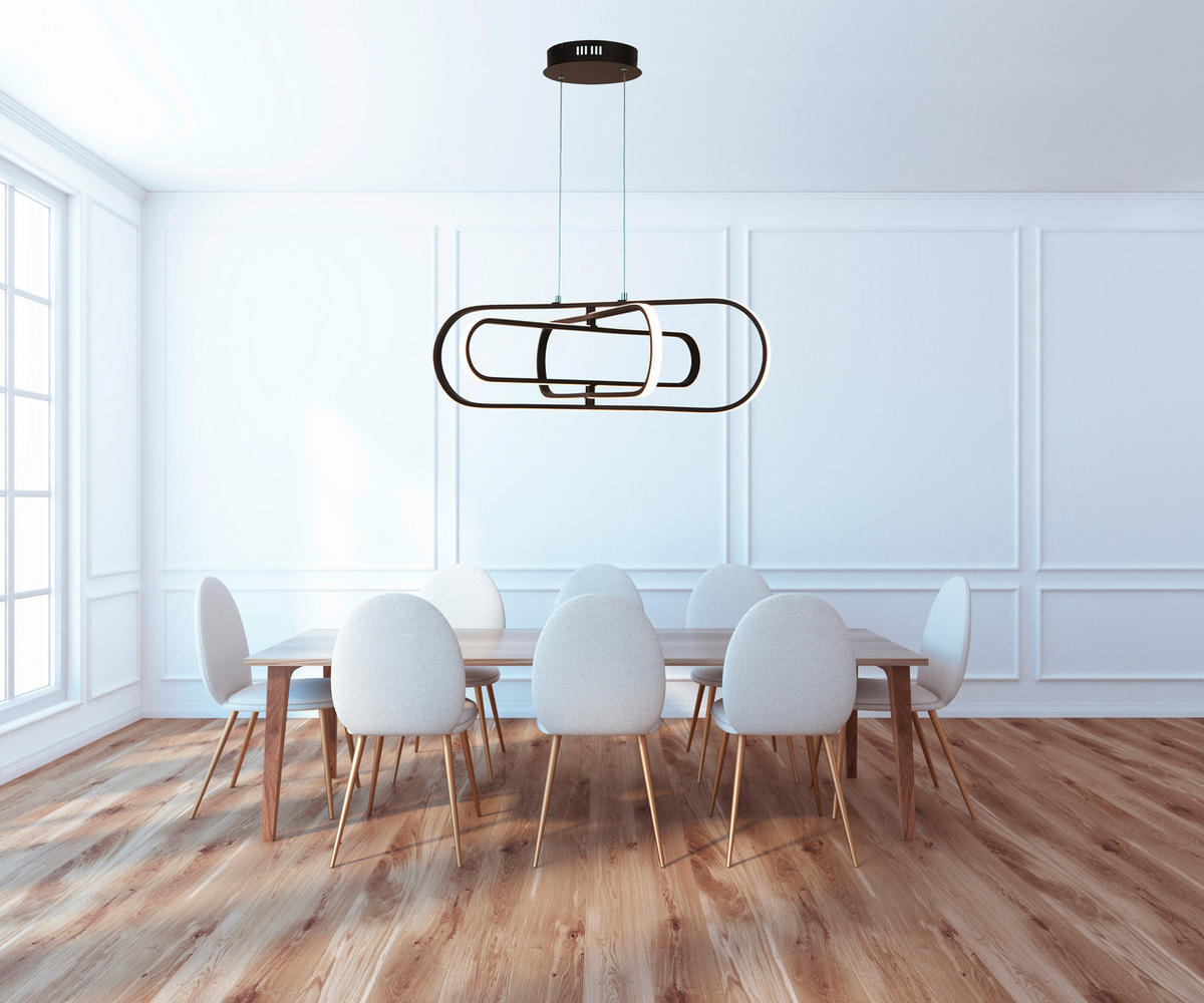 LED-PENDELLEUCHTE Clip 120/80/74,5 cm   - Schwarz/Weiß, Design, Kunststoff/Metall (120/80/74,5cm) - Searchlight