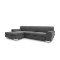 ECKSOFA NIKA Dunkelgrau Webstoff  - Dunkelgrau/Silberfarben, Basics, Holz/Textil (277/156cm) - MID.YOU