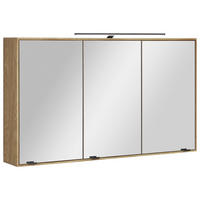 SPIEGELSCHRANK 120/70/20 cm  - Eichefarben/Schwarz, KONVENTIONELL, Glas/Holz (120/70/20cm) - Linea Natura