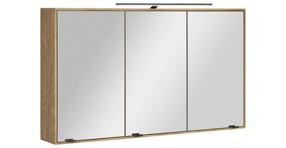 SPIEGELSCHRANK 120/70/20 cm  - Eichefarben/Schwarz, KONVENTIONELL, Glas/Holz (120/70/20cm) - Linea Natura