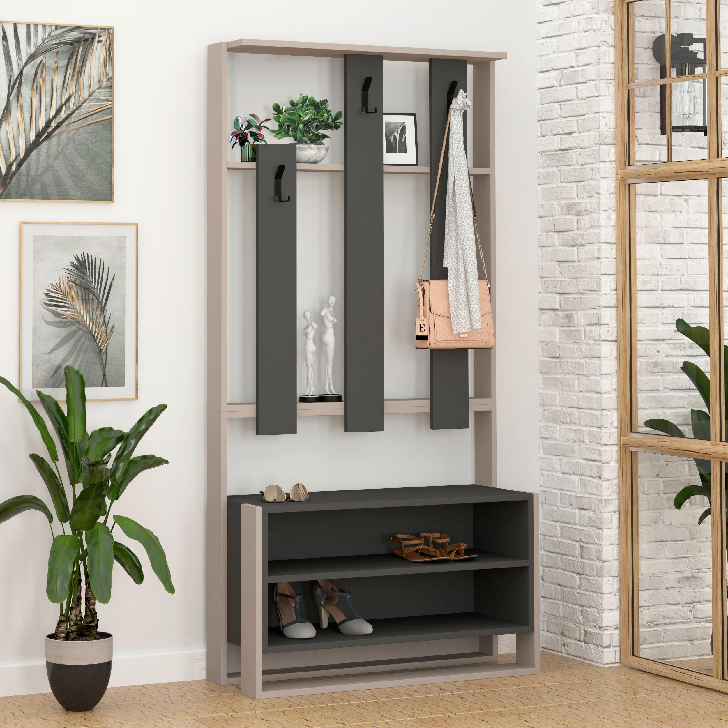 GARDEROBENSCHRANK  in 90/180/36 cm  - Anthrazit/Mokka, Design, Holzwerkstoff (90/180/36cm) - Livetastic