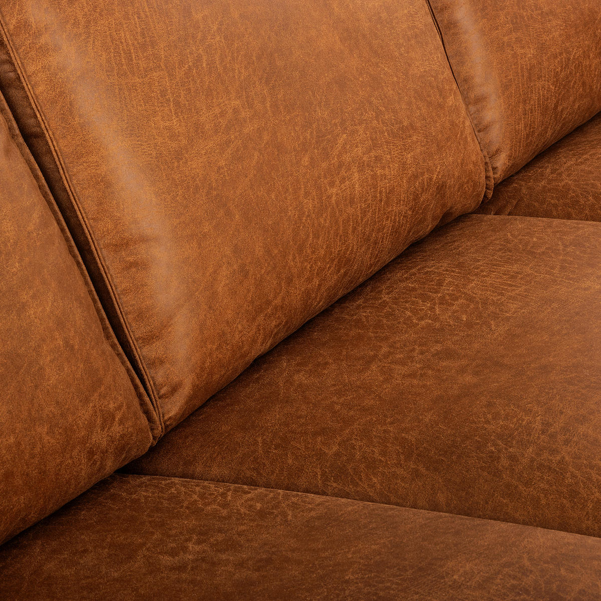 ECKSOFA Cognac Echtleder Lederlook Rücken echt  - Cognac, Design, Leder/Textil (166/238cm) - Livetastic