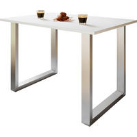SCHREIBTISCH  in Silberfarben, Weiss  - Weiss/Silberfarben, Design, Holzwerkstoff/Metall (80/76/80cm) - MID.YOU