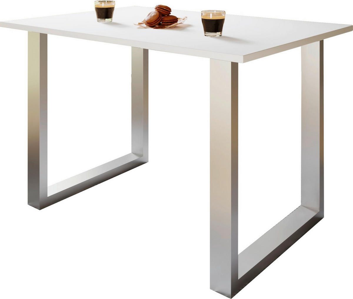 SCHREIBTISCH  in Silberfarben, Weiss  - Weiss/Silberfarben, Design, Holzwerkstoff/Metall (80/76/80cm) - MID.YOU
