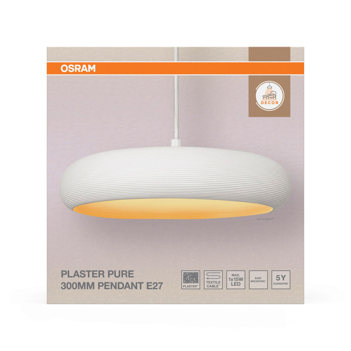HÄNGELEUCHTE 29.8/113 cm  - Weiß, Basics, Stein/Metall (29.8/113cm) - Osram