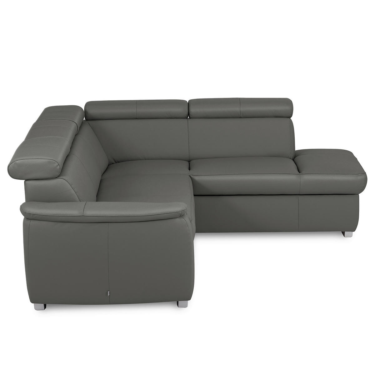 ECKSOFA  in Lederlook Echtleder Anthrazit  - Anthrazit/Silberfarben, Leder/Holz (262/211cm) - Celina Home