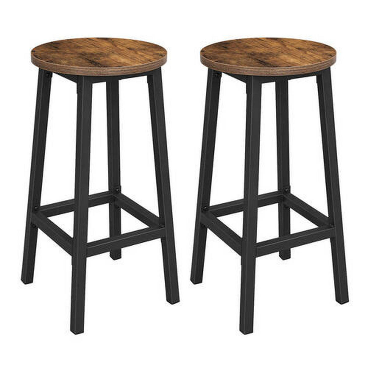 BARHOCKER-SET Braun, Schwarz Stahl Recyclingholz Schichtholz Typenauswahl, abwischbar  - Schwarz/Braun, Natur, Metall (32/65/30cm) - Boxxx