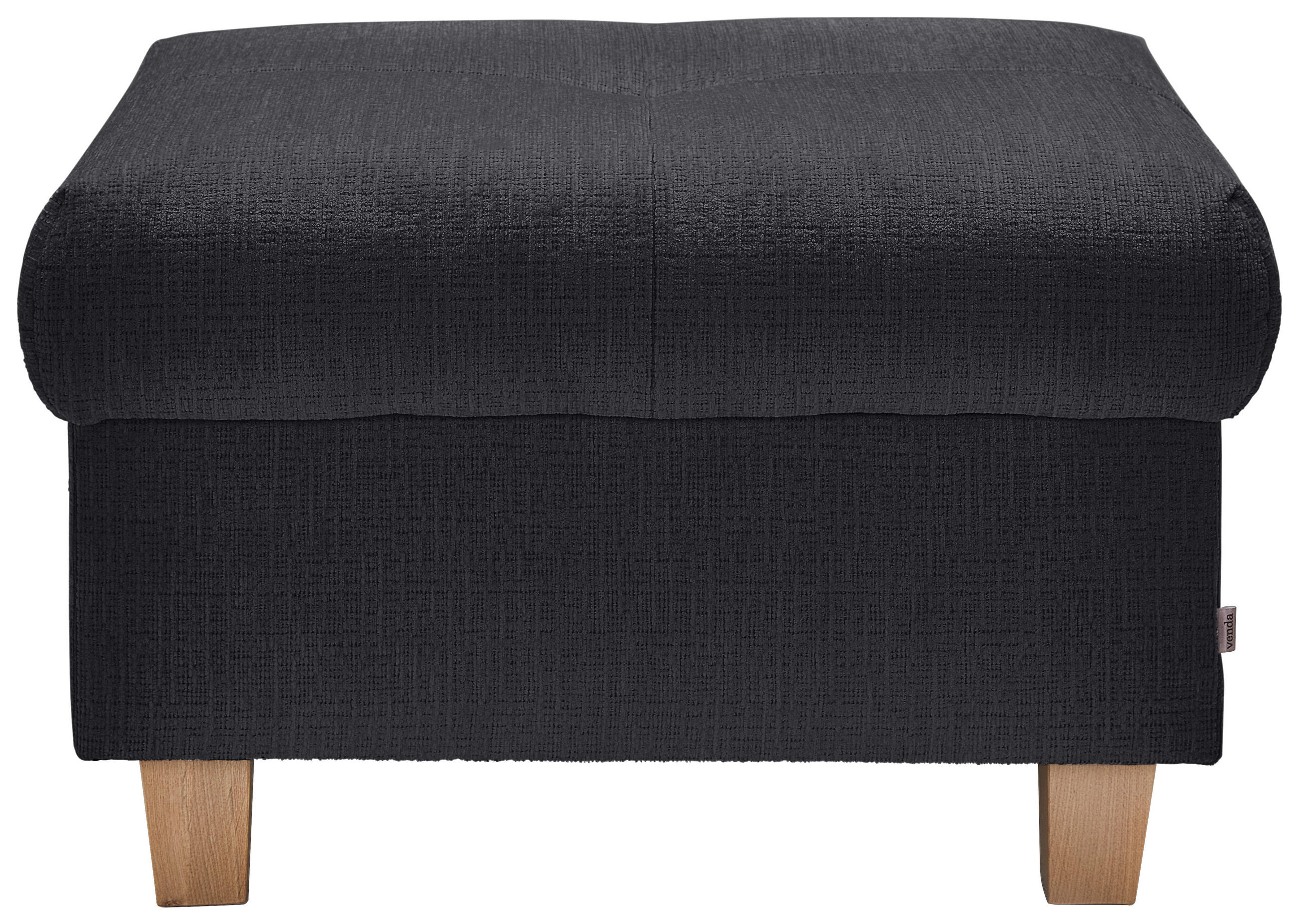 HOCKER Samt Graphitfarben  - Graphitfarben/Naturfarben, Design, Holz/Textil (71/46/57cm) - Venda