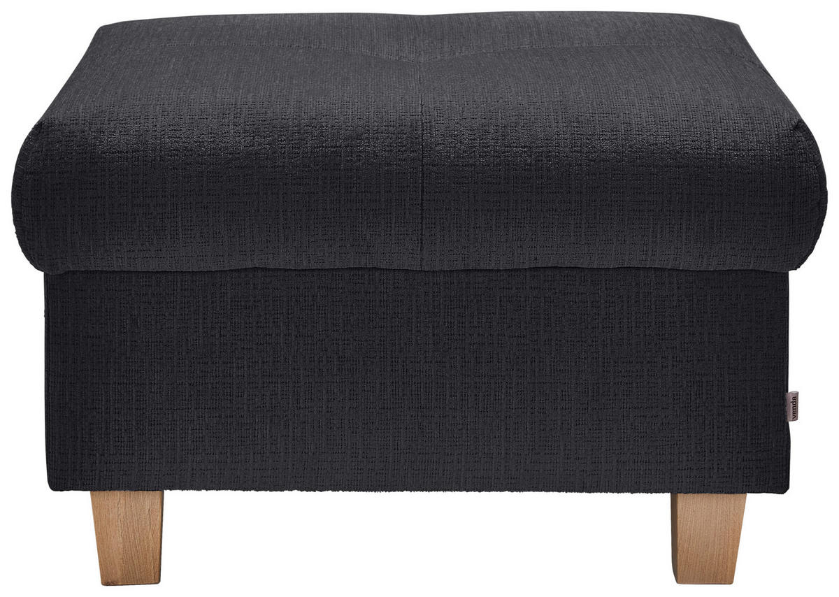 HOCKER Samt Graphitfarben  - Graphitfarben/Naturfarben, Design, Holz/Textil (71/46/57cm) - Venda