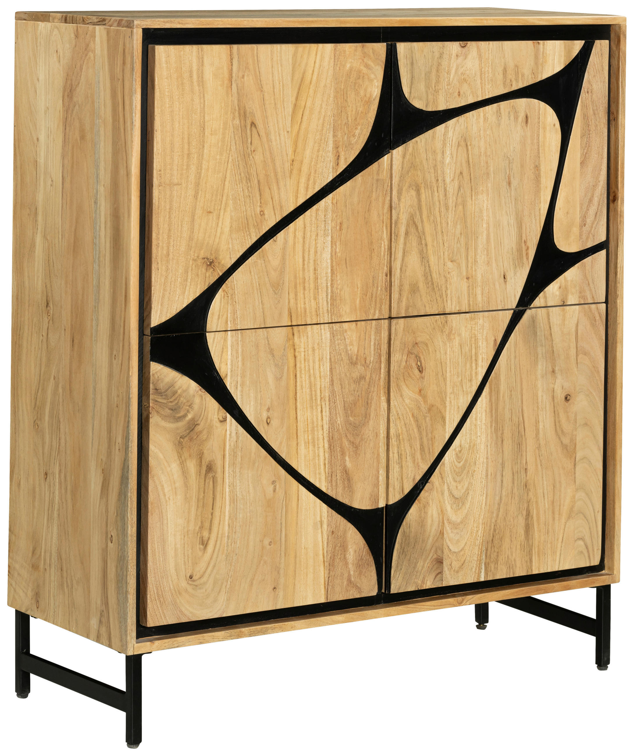 KOMMODE  in 100/115/40 cm  - Schwarz/Akaziefarben, Design, Holz/Metall (100/115/40cm) - Ambia Home