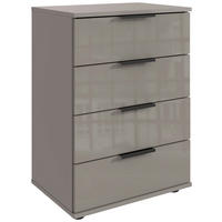 KOMMODE 52/74/38 cm 4 Schublade(n)  - Schwarz/Grau, Konventionell, Glas/Holzwerkstoff (52/74/38cm) - Boxxx