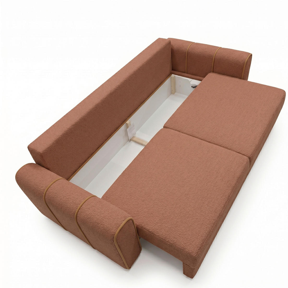SCHLAFSOFA KIARA Bouclé Rostfarben  inkl.  - Rostfarben/Schwarz, Design, Kunststoff/Textil (235/100/100cm) - MID.YOU