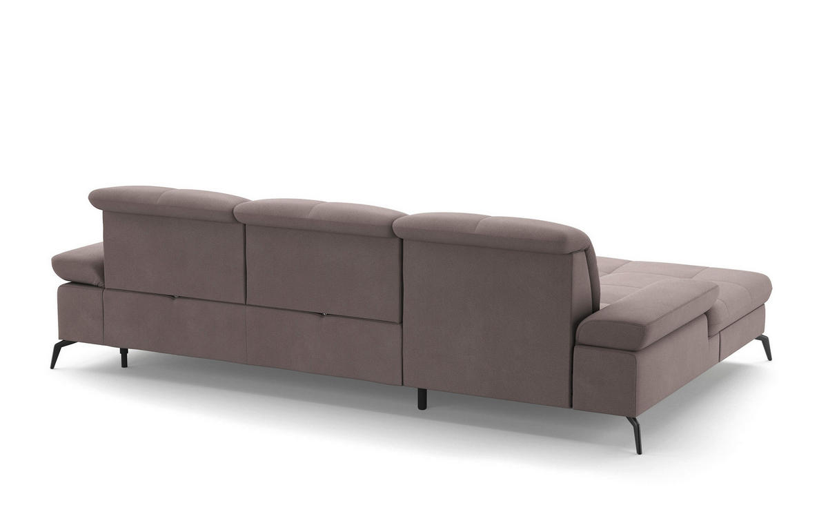ECKSOFA in Flachgewebe Taupe  - Taupe/Schwarz, Konventionell, Textil/Metall (185/279cm) - Sit & More