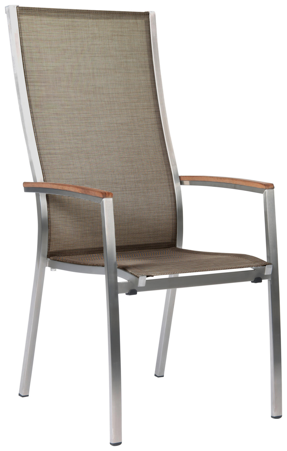 STAPELSESSEL Teakholz Edelstahl Silberfarben, Taupe, Teakfarben  - Taupe/Silberfarben, Basics, Holz/Textil (56/110/68,5cm) - Stern