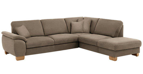 ECKSOFA in Mikrofaser Hellbraun  - Wildeiche/Hellbraun, Natur, Holz/Textil (286/236cm) - Voleo