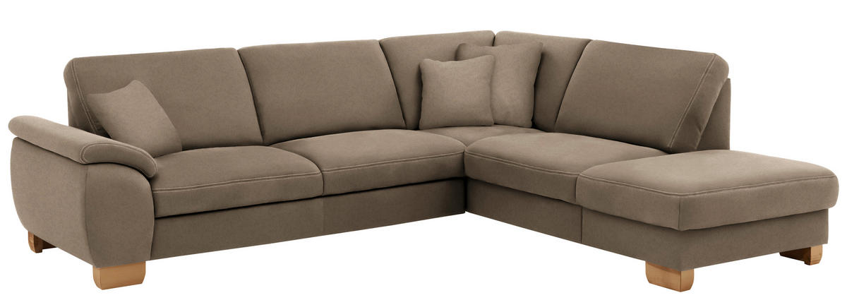 ECKSOFA in Mikrofaser Hellbraun  - Wildeiche/Hellbraun, Natur, Holz/Textil (286/236cm) - Voleo
