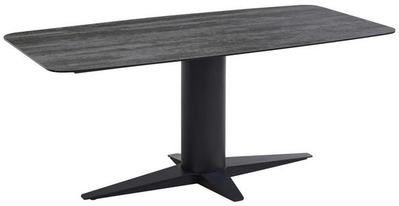 ESSTISCH in Metall, Glas, Keramik 180/90/76-106 cm  - Dunkelgrau/Schwarz, Design, Glas/Keramik (180/90/76-106cm) - Belluti