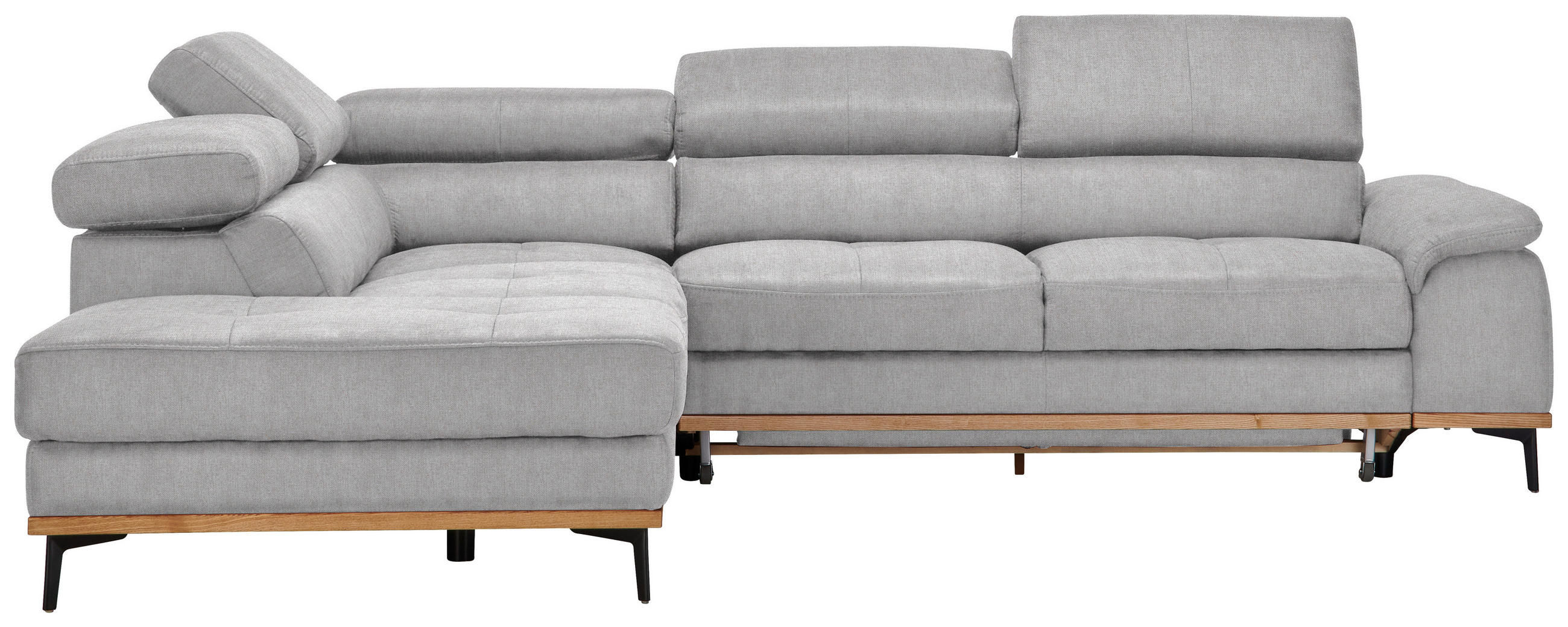 ECKSOFA Creme Webstoff  - Creme/Schwarz, Natur, Holz/Textil (226/282cm) - Novel