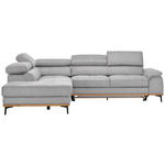 ECKSOFA Creme Webstoff  - Creme/Schwarz, Natur, Holz/Textil (226/282cm) - Novel