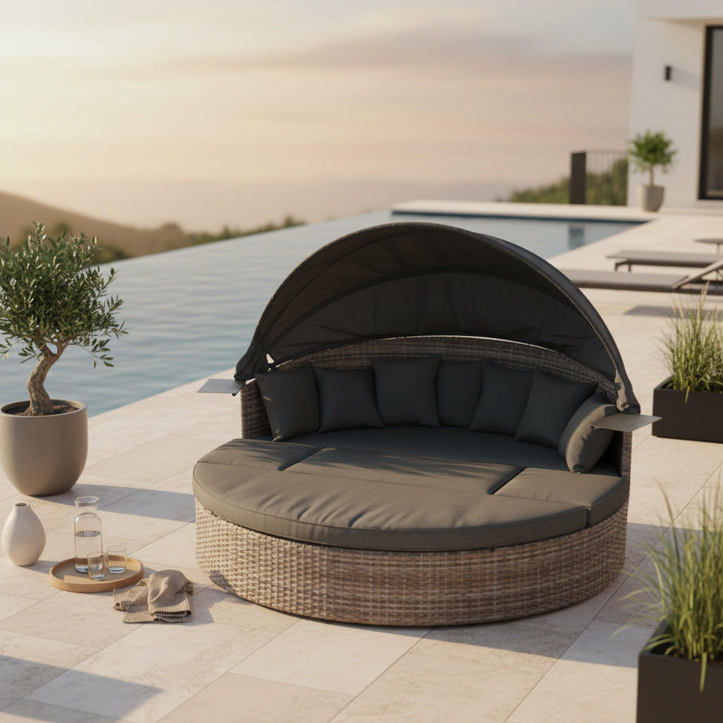 GARTENMUSCHEL 180/145/183 cm Aluminium  - Naturfarben/Grau, MODERN, Kunststoff/Metall (180/145/183cm) - Gardenson