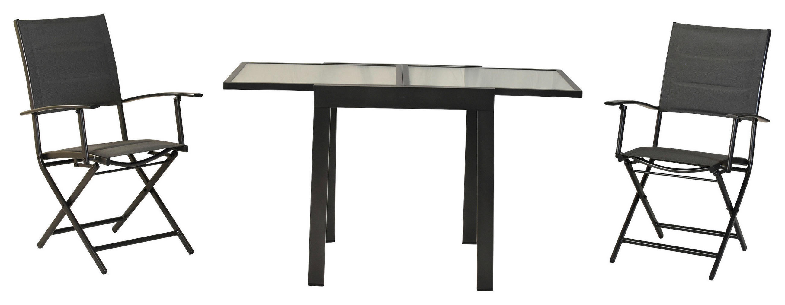 GARTENSET 3-teilig  - Graphitfarben/Grau, MODERN, Textil/Metall - Gardenson