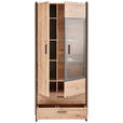 VITRINE in Eiche Artisan  - Eiche Artisan/Grau, Design, Glas/Holzwerkstoff (92/205/41cm) - Hom`in