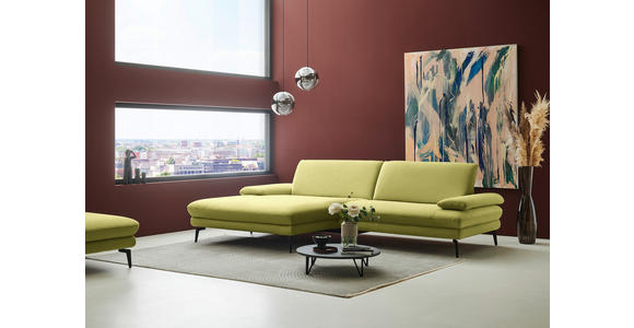 ECKSOFA  in Chenille, Flachgewebe Hellgrün  180/284 cm  - Schwarz/Hellgrün, Design, Textil/Metall (180/284cm) - Dieter Knoll