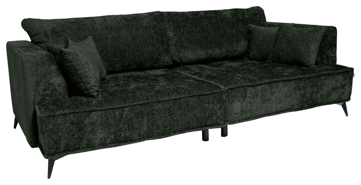 BIGSOFA Chenille Dunkelgrün  - Dunkelgrün/Schwarz, Design, Textil/Metall (250/90/120cm) - home24