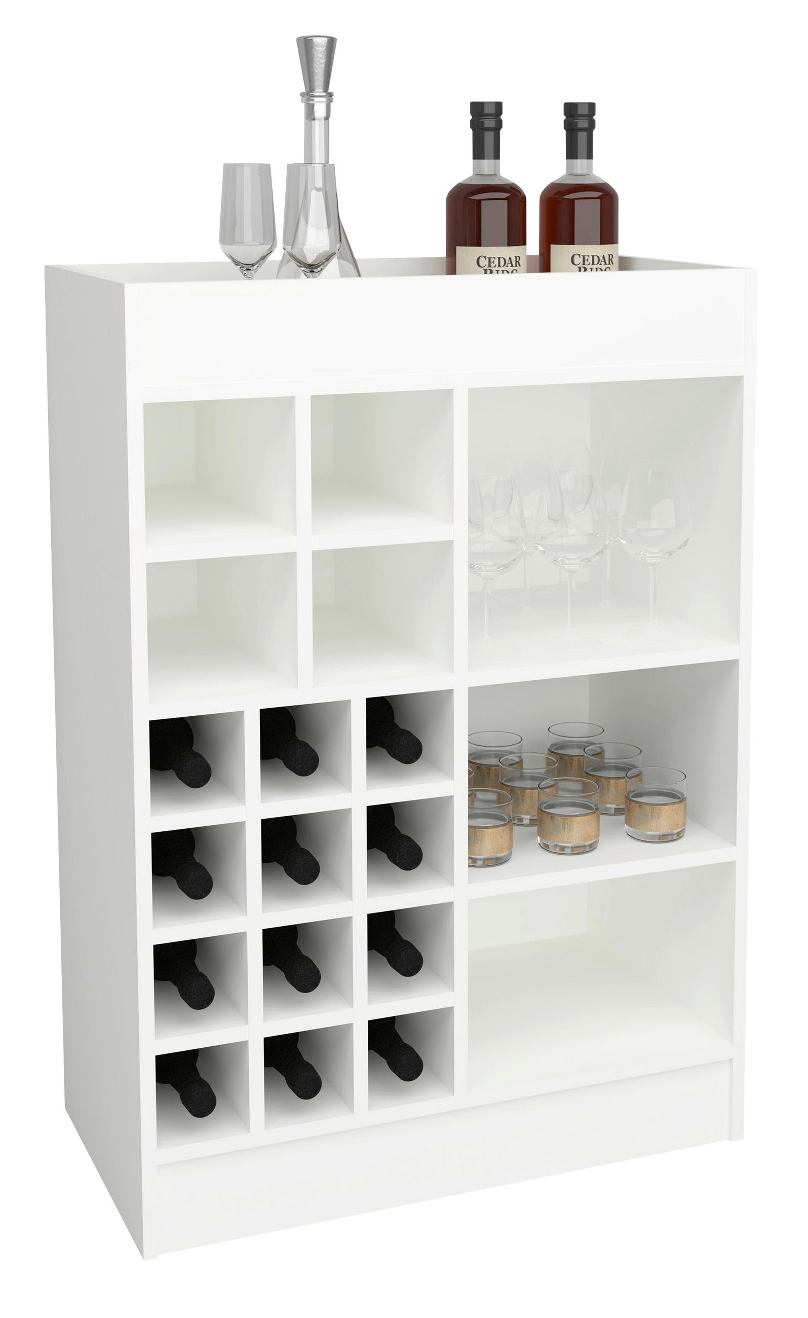 WEINSCHRANK  - Weiß, Basics, Holzwerkstoff (70/100/38cm) - MID.YOU