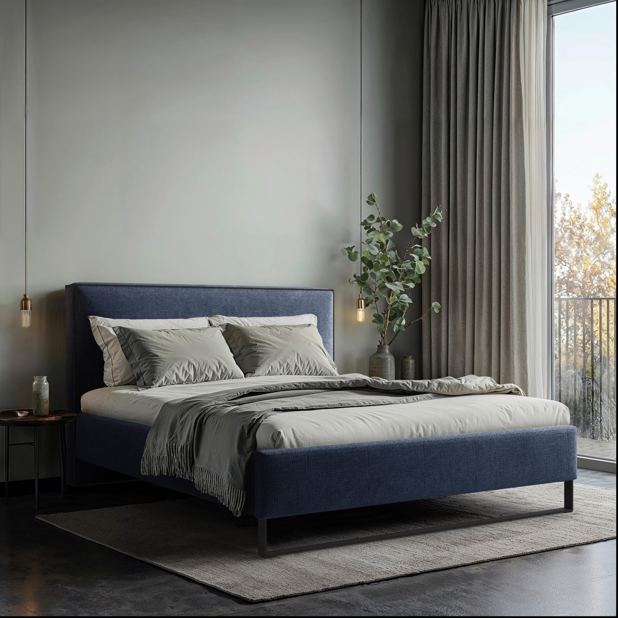 POLSTERBETT 180/200 cm,  in Anthrazit, gepolstertes Kopfteil, Lattenrost, Bettkasten,  - Anthrazit/Schwarz, MODERN, Holz/Holzwerkstoff (180/200cm) - MID.YOU