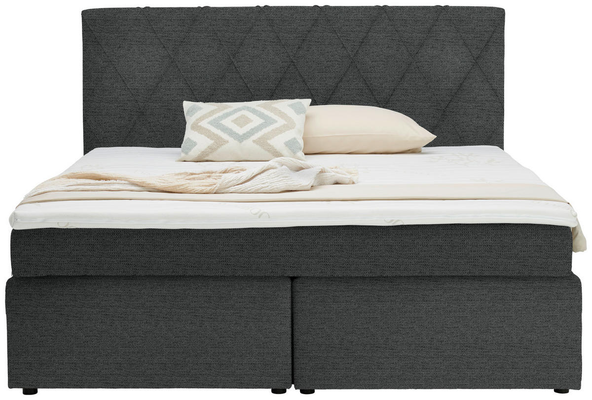 BOXSPRINGBETT 160/200 cm  in Anthrazit  - Anthrazit/Schwarz, Design, Holzwerkstoff/Kunststoff (160/200cm) - Xora