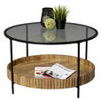 COUCHTISCH Mangoholz Sicherheitsglas 48/48/78 cm rund Braun  - Schwarz/Braun, Design, Glas/Holz (48/48/78cm) - Landscape