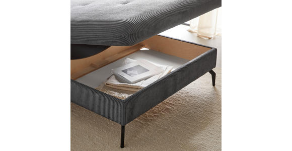 ECKSOFA inkl. Funktion Graphitfarben Velours, Cord - Schwarz/Graphitfarben, MODERN, Textil/Metall (180/302cm) - Venda
