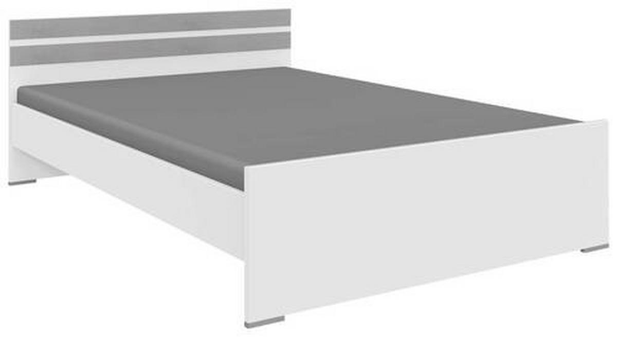 SÄNG 140/200 cm  i grå, vit   - vit/aluminiumfärg, Klassisk, trämaterial (140/200cm) - Carryhome