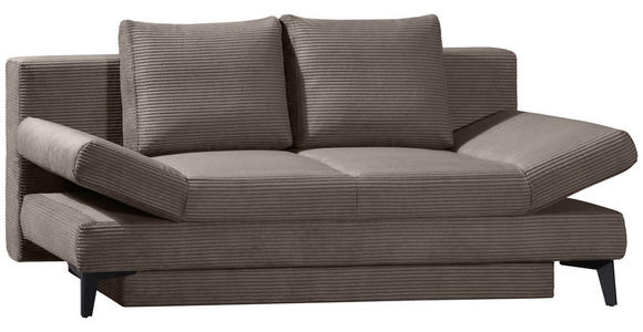SCHLAFSOFA Cord Taupe  inkl. Bettkasten, Schlaffunktion, Armteilverstellung  - Taupe/Schwarz, Design, Textil/Metall (200/85/90cm) - Novel