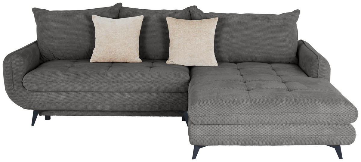 ECKSOFA WAVE Grau Struktur  - Beige/Schwarz, MODERN, Textil/Metall (266/189cm) - MID.YOU