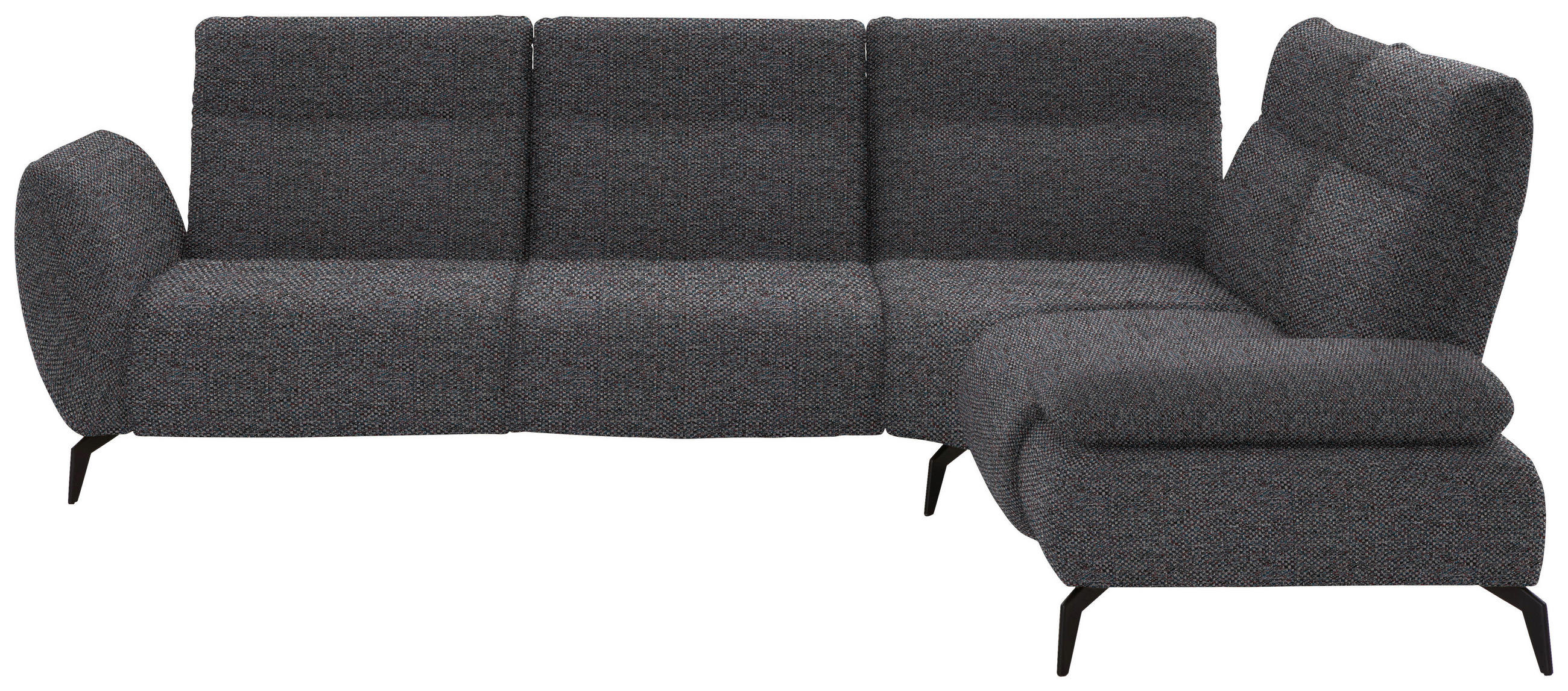 ECKSOFA in Webstoff Dunkelgrau  - Dunkelgrau/Schwarz, Design, Textil/Metall (290/223cm) - Moderano