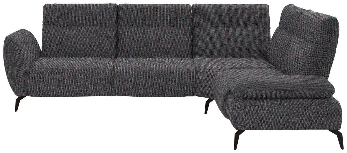 ECKSOFA in Webstoff Dunkelgrau  - Dunkelgrau/Schwarz, Design, Textil/Metall (290/223cm) - Moderano
