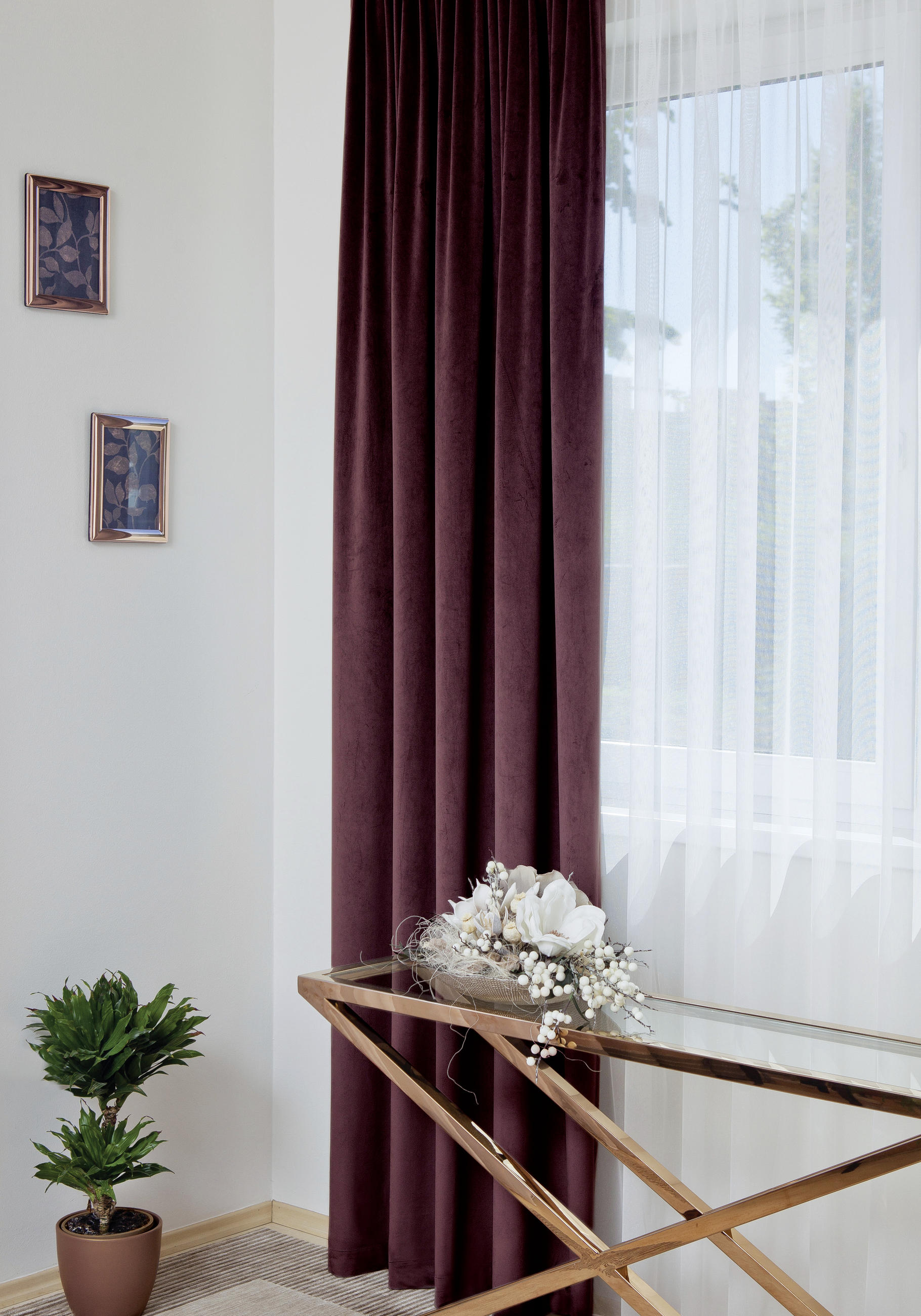 KÉSZFÜGGÖNY sötétítő  - bordó, Basics, textil (140/250cm)