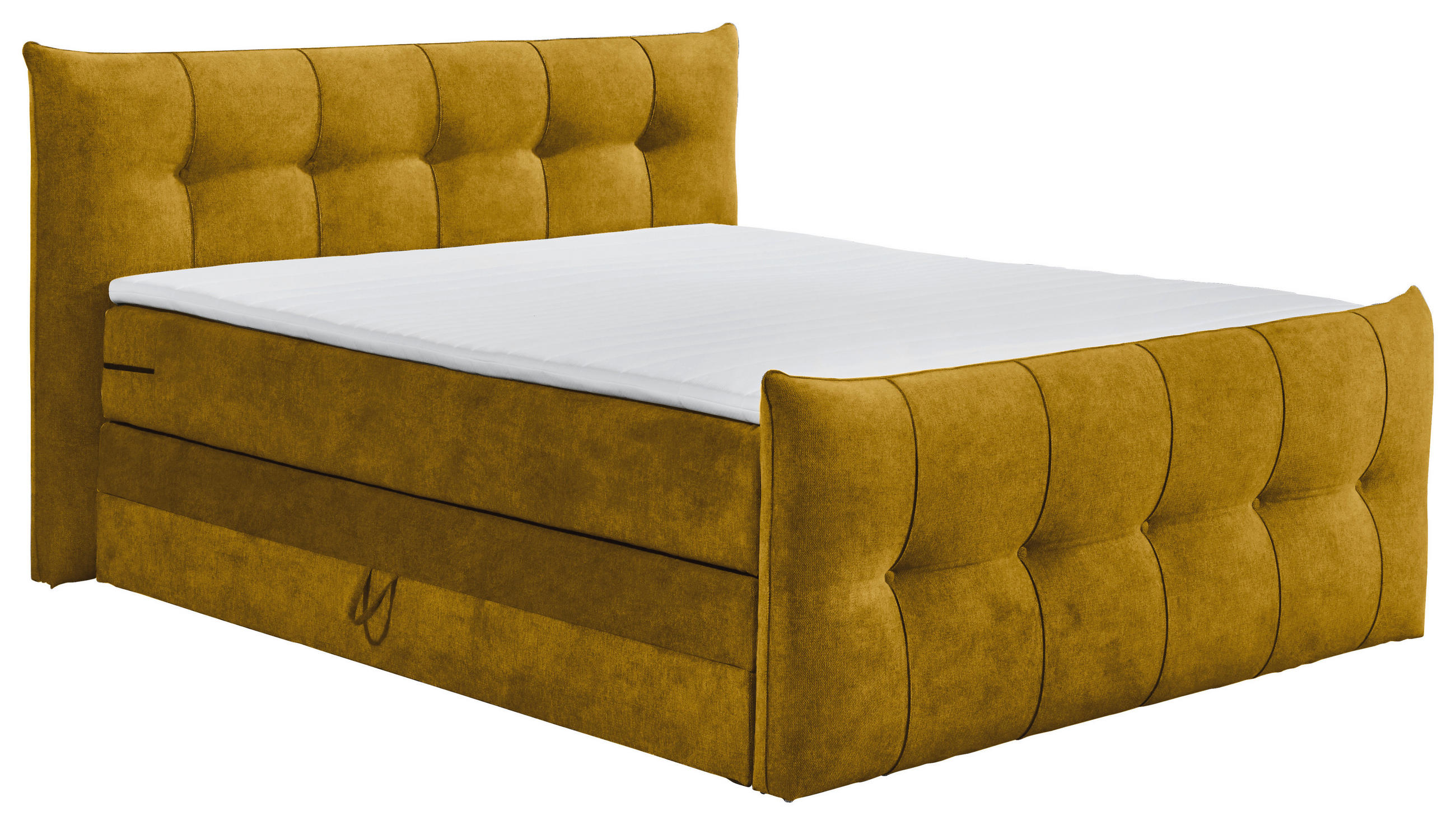 BOXSPRINGBETT 180/200 cm  in Senfgelb  - Senfgelb/Schwarz, KONVENTIONELL, Kunststoff/Textil (180/200cm) - Esposa