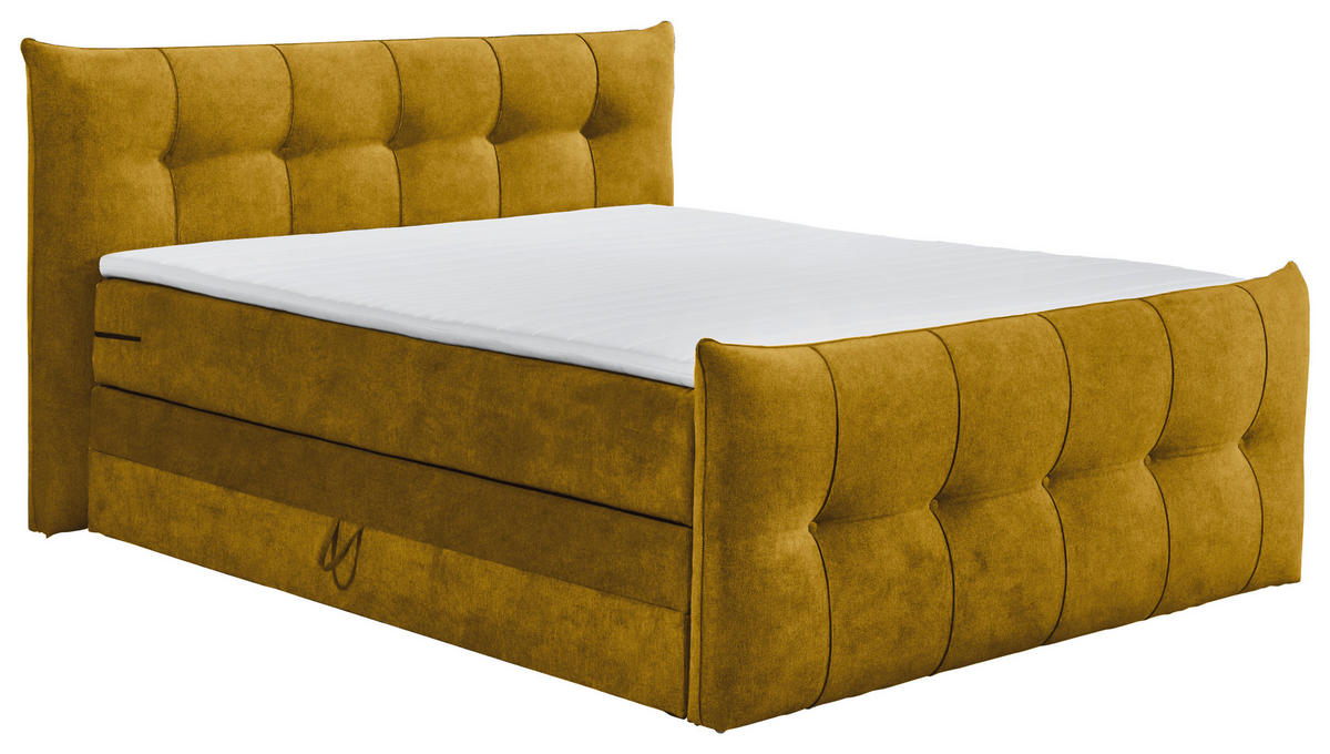 BOXSPRINGBETT 180/200 cm  in Senfgelb  - Senfgelb/Schwarz, Konventionell, Kunststoff/Textil (180/200cm) - Esposa