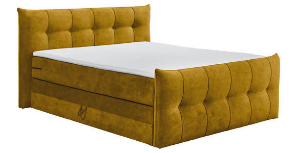 BOXSPRINGBETT 180/200 cm in Senfgelb - Senfgelb/Schwarz, KONVENTIONELL, Kunststoff/Textil (180/200cm) - Esposa