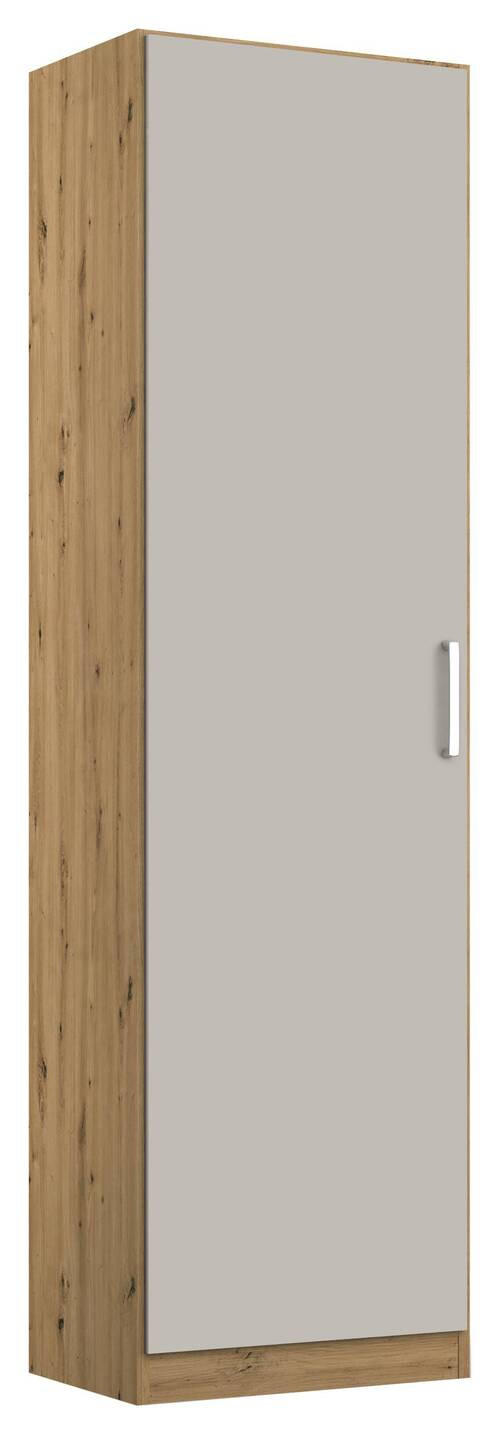 DREHTÜRENSCHRANK  in Hellgrau, Eiche Artisan  - Chromfarben/Hellgrau, MODERN, Holzwerkstoff/Kunststoff (47/197/54cm) - Rauch Möbel