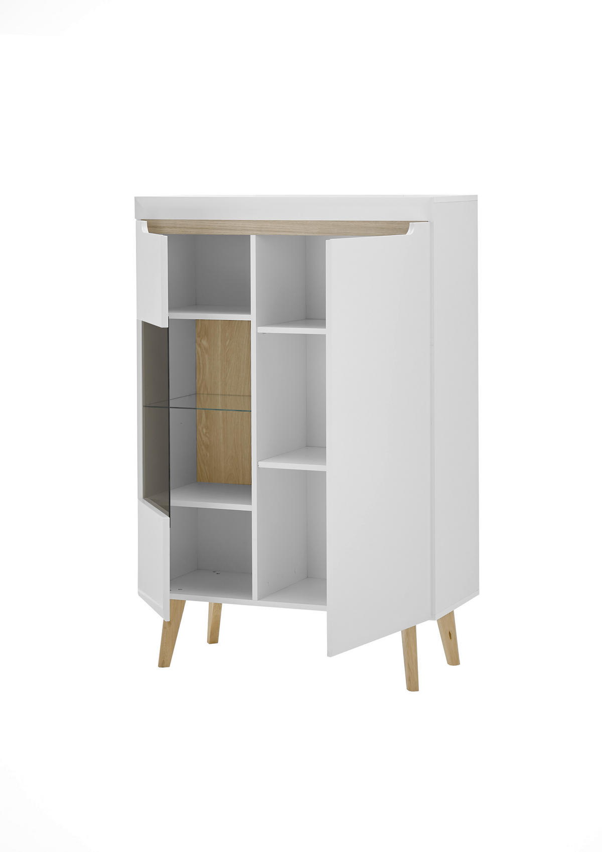 VITRINE in Eichefarben, Weiß  - Eichefarben/Weiß, Design, Glas/Holzwerkstoff (90/134/40cm) - MID.YOU