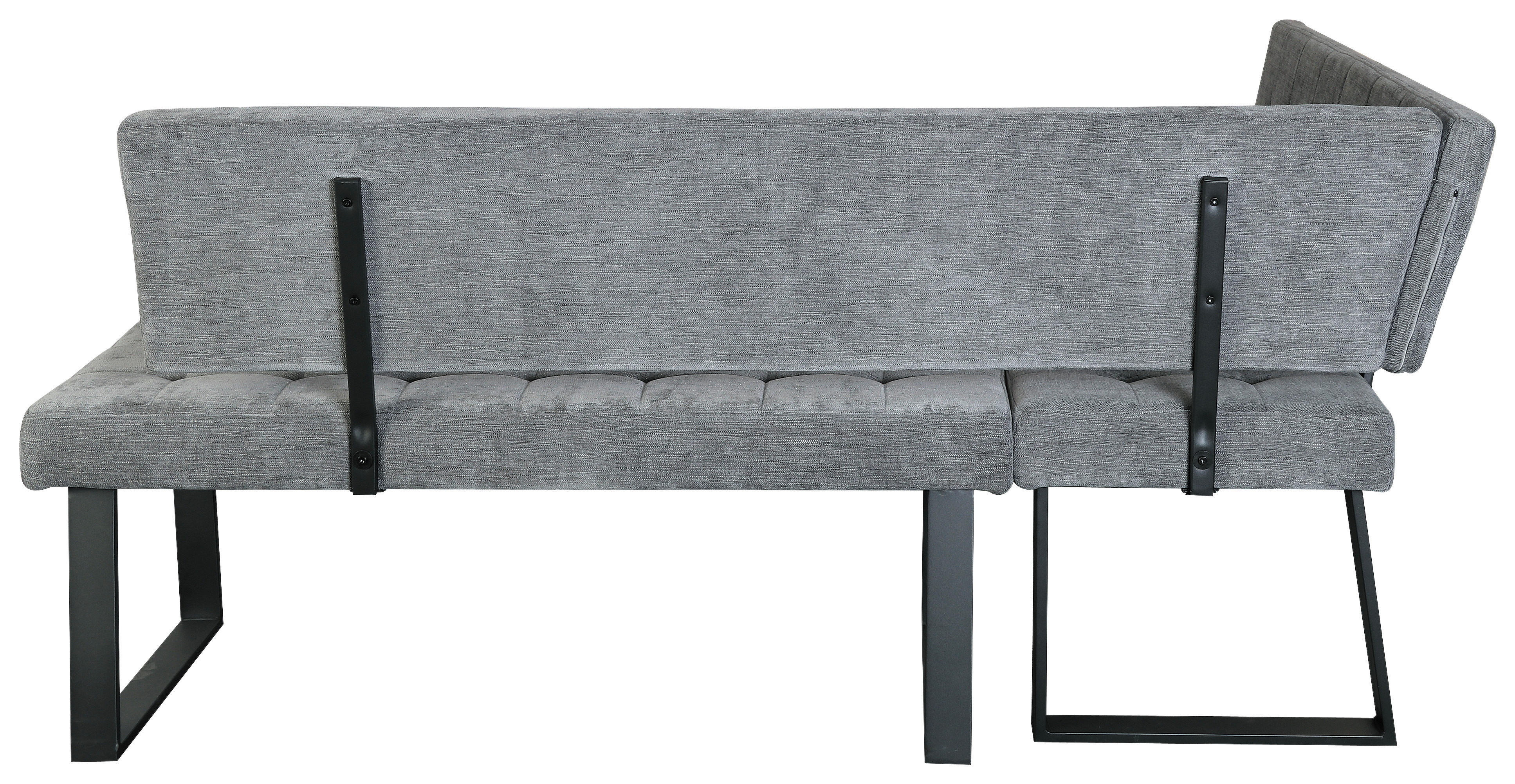 ECKBANK 134/185 cm Webstoff Hellgrau   - Hellgrau/Schwarz, MODERN, Textil/Metall (134/185cm) - MID.YOU