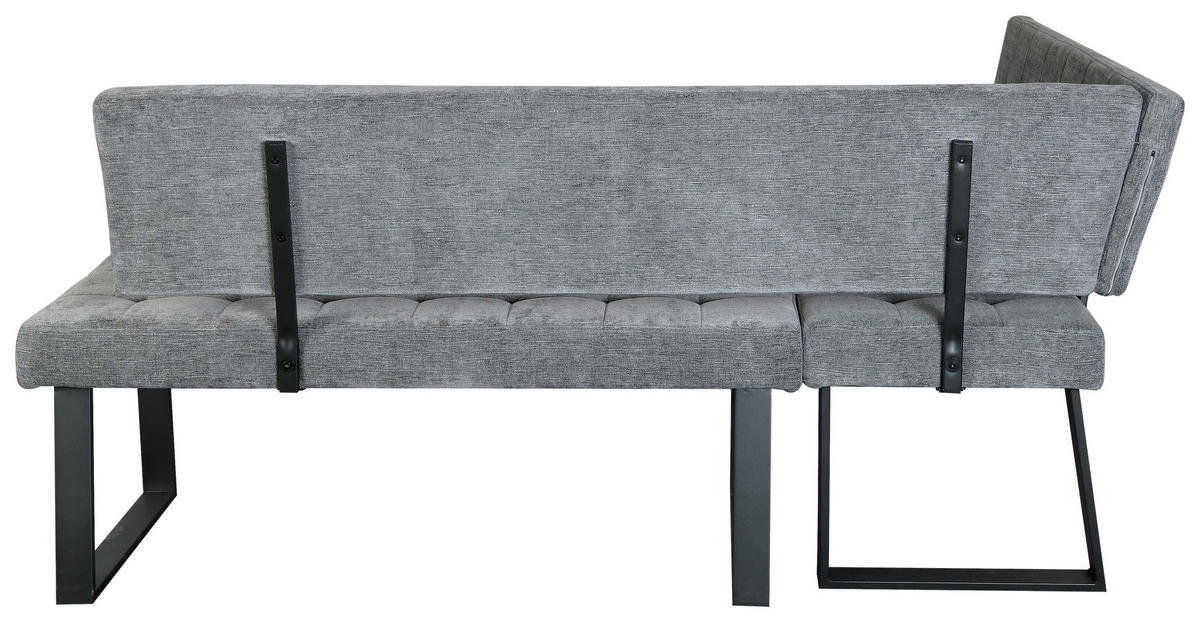 ECKBANK 134/185 cm Webstoff Hellgrau   - Hellgrau/Schwarz, MODERN, Textil/Metall (134/185cm) - MID.YOU