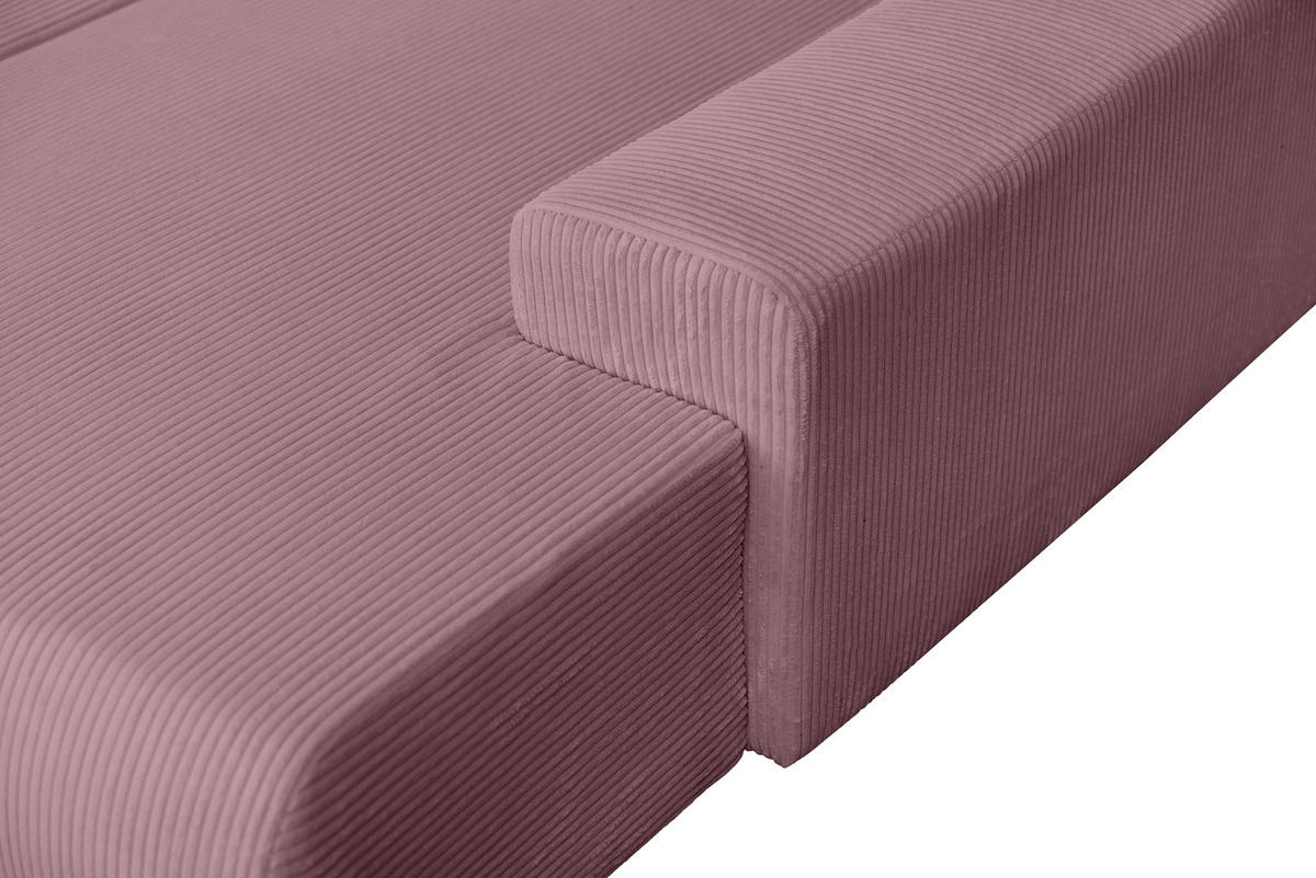 WOHNLANDSCHAFT Altrosa Cord  - Schwarz/Altrosa, KONVENTIONELL, Textil/Metall (191/351/191cm) - Carryhome